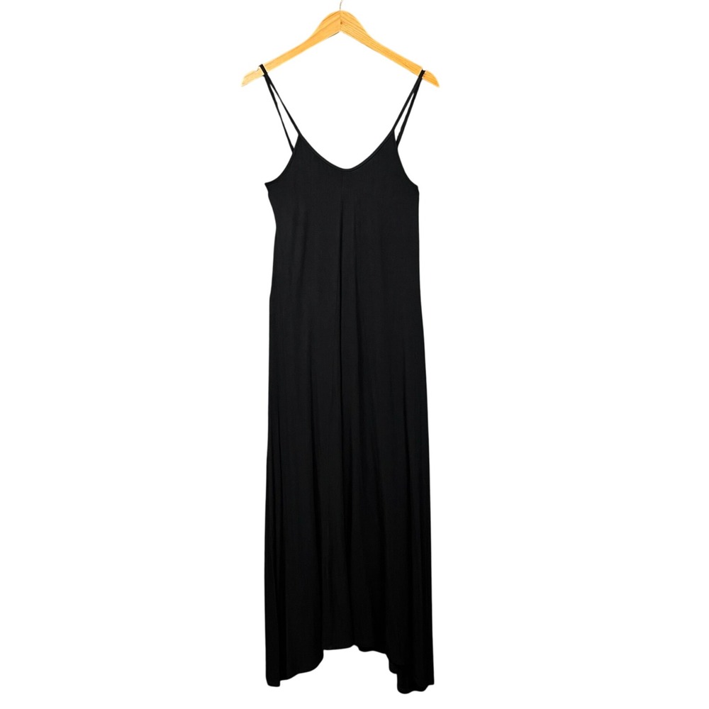 Loveappella Maxi Dress Womens SP Black Jersey Slip Spaghetti Strap Rayon Stretch